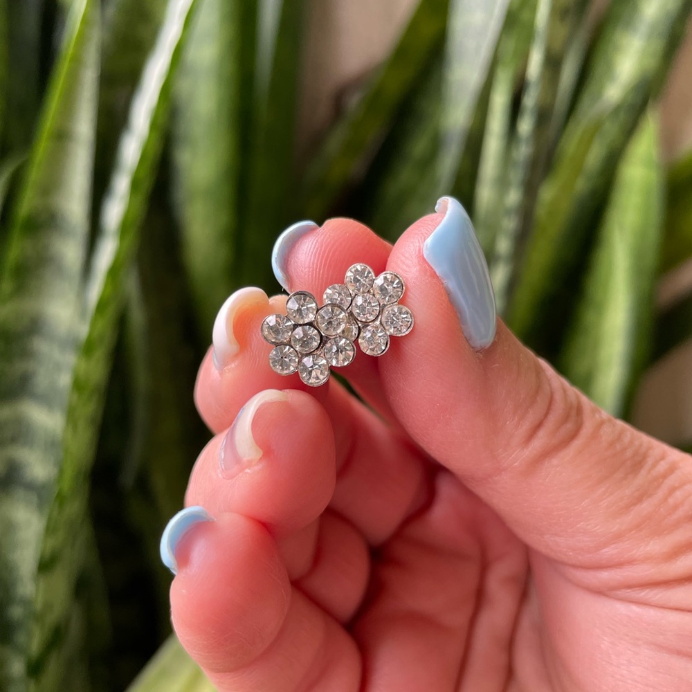 Sterling Silver Floral Crystal Earrings